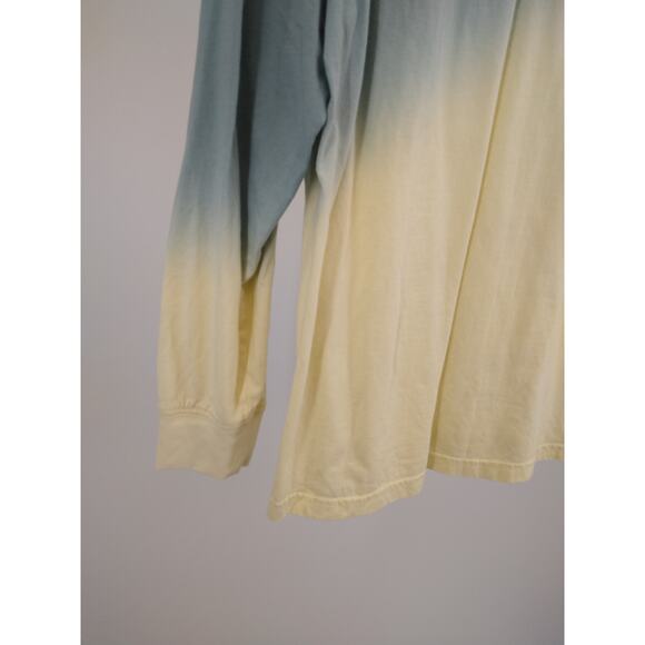 Fabletics Womens T-Shirt M Boyfriend Long Sleeve Tee Dip Dye Seafoam Buttermilk - Picture 7 of 8